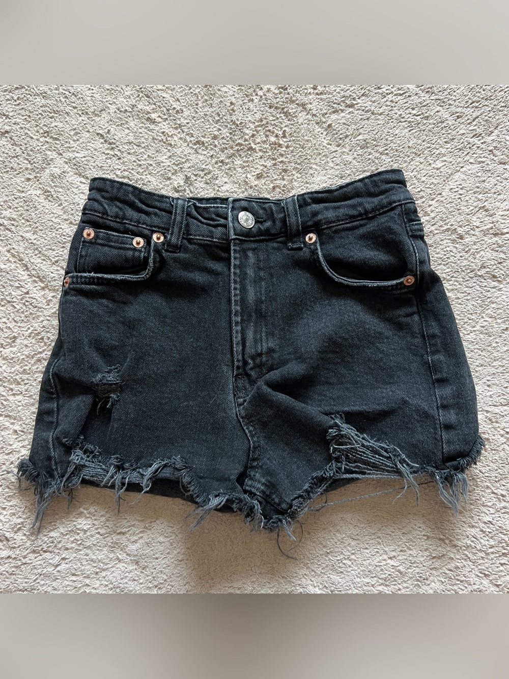 Zara Distressed Denim Jean Shorts Rodeo Festival Western Preppy Sz 2